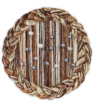 Makaron sznurki srebrna nić z koralami odcienie brązu stare złoto