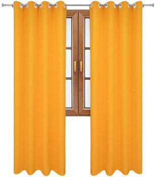 Gładka zasłona matowa Clara mocno żółta klasyczna