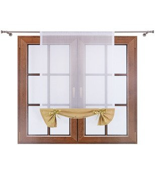 Uroczy panel z woalu dół matowy i kokardki Demi II piaskowy