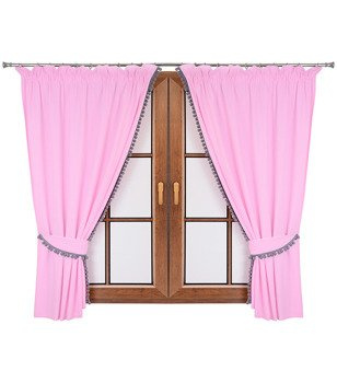 Komplet zasłon jasno różowych z pomponami Lilo 16 wzór 5