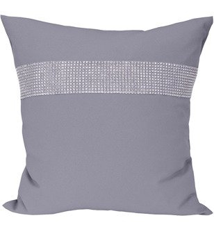 Poszewka dekoracyjna ozdobiona cyrkoniami szara