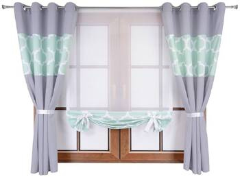 Komplet zasłony duo maroko miętowe A6 panel z woalu Cindy 5
