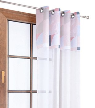 Firana duo z białego woalu i tkaniny modern Rubi 3 wzór G2