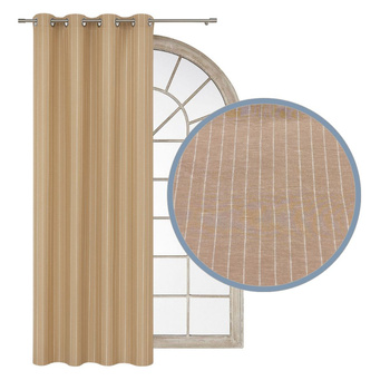 Zasłony z naturalnego lnu w prążki lniana zasłona ciepły beż len w paski