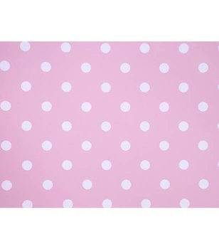 Materiał na metry z nadrukiem różowe groszki kropki wzór E2 na zasłony