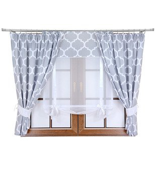 Komplet 2 zasłony szare maroko A1 panel z kokardkami Rubi IV