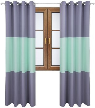 Zasłona gładka matowa trio Sally szara z miętowym