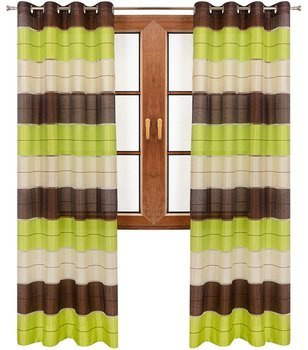 Elegancka zasłona w pasy brąz oliwka ecru wzór 11
