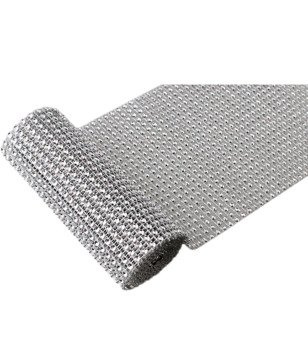 Ozdobna taśma z cyrkoniami kryształkami do firan i zasłon srebrna