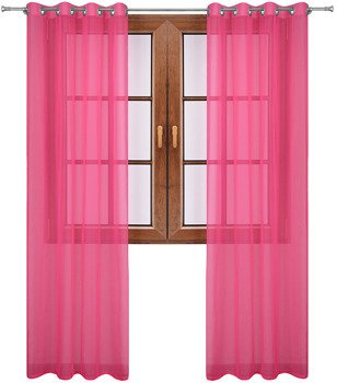 Klasyczna firana zasłona z woalu ciemno różowa