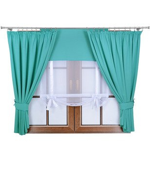 Komplet dwie zasłony panel z kokardkami Vigo III turkusowy
