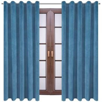 Elegancka zasłona welurowa welwet niebieski zaciemniająca welur aksamitny