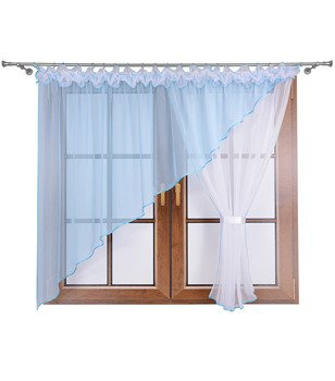 Asymetryczna firana kokon z woalu Goya błękitna