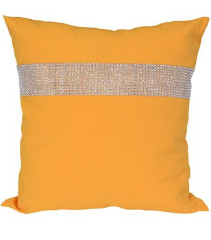 Poszewka dekoracyjna ozdobiona cyrkoniami mocno żółta