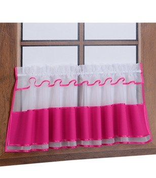 Zazdrostka z woalu i tkaniny matowej ciemno różowa Bari z falbanką