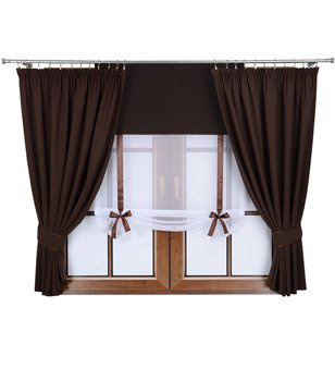 Komplet dwie zasłon panel z kokardkami Vigo III gorzka czekolada