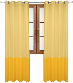 Zasłona duo jasno żółta z pasem na dole żółtym Soma
