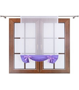 Uroczy panel z woalu dół matowy i kokardki Demi II jasny fioletowy