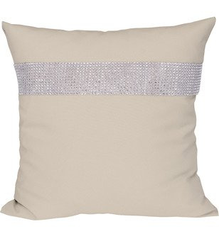 Poszewka dekoracyjna ozdobiona cyrkoniami chłodny beż