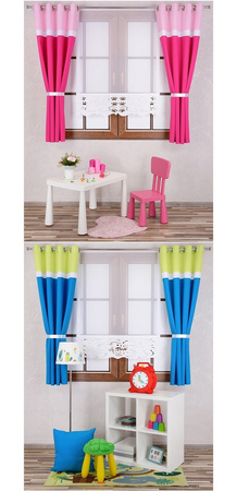 Urocza zasłona trio jasno szara pas biały jasny róż Maiko wzór 6