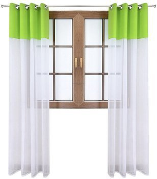 Firana duo z woalu i tkanina matowa jaskrawo zielona Inez II
