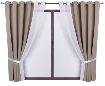 Komplet zasłon gładkie matowe duo z woalem i podwiązką Areta V  Sale S40