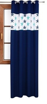 Zasłona matowa duo gwiazdki Cindy wzór U1 granatowa