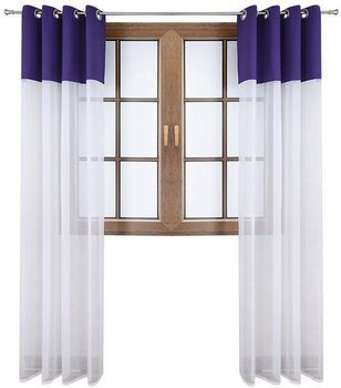 Firana duo z woalu i tkanina matowa ciemno fioletowa Inez II