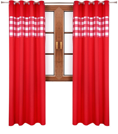 Zasłona matowa duo kratka czerwona Cindy wzor M1