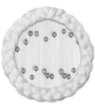 Makaron sznurki z koralikami biały z szarymi kulkami