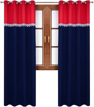 Zasłona duo z gipiurą Ligia czerwona granatowa wzór 5