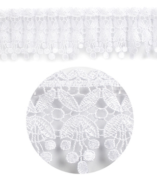 Gipiura biała koronka dekoracyjna do firan i zasłon wzór 1