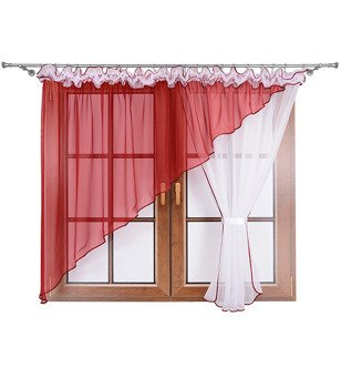 Asymetryczna firana kokon z woalu Goya duo bordowa