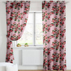 Zasłona różowa w wzory Rubi białe kropki różowe kwiaty kropki wzór J5