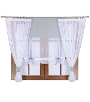 Komplet 2 firany panel z kokardkami Vigo II jasny szary