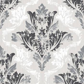 Materiał na metry z nadrukiem w szaro białe ornamenty wzór 2 na zasłony