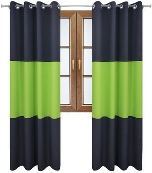 Zasłona gładka matowa trio Sally grafitowa z jaskrawym zielonym