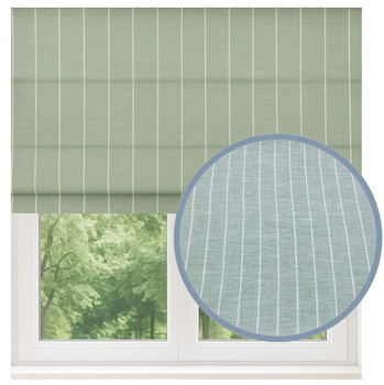 Roleta rzymska lniana len w prążki z naturalnego lnu w pionowe paski pastelowa zieleń