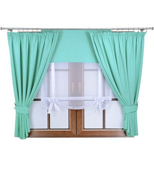 Komplet dwie zasłony panel z kokardkami Vigo III jasny turkusowy