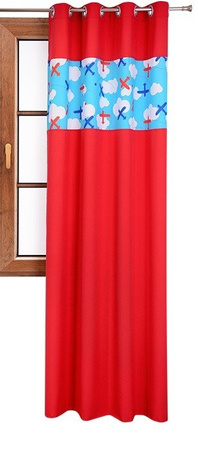 Zasłona matowa duo samoloty Cindy wzór S1 czerwona