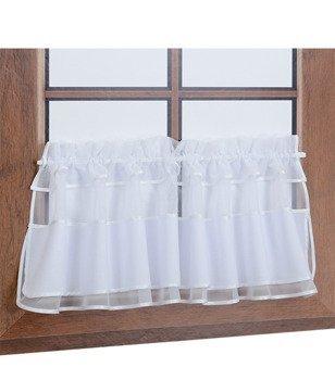 Zazdrostka z woalu i tkaniny matowej biała Bari z falbanką