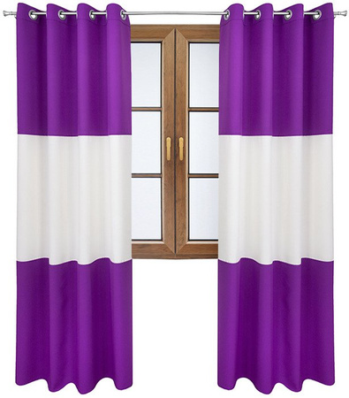 Zasłona gładka matowa trio Sally fuksja z ecru