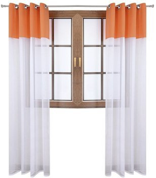 Firana duo z woalu i tkanina matowa pomarańczowa Inez II