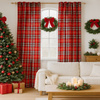 Zasłona świąteczna w kratkę czerwono bordową dekoracja okna boże narodzenie