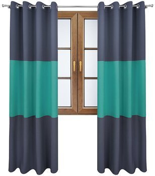 Zasłona gładka matowa trio Sally ciemno szara z turkusowym