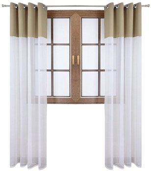 Firana duo z woalu i tkanina matowa ciemno beżowa Inez II