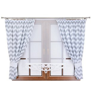 Komplet 2 zasłony szare zygzaki B1 panel z ażurem Rubi V