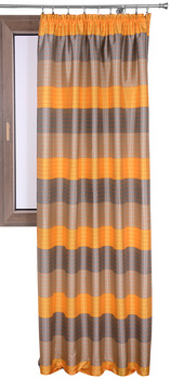 Elegancka zasłona w pasy pomarańcz szary beż Sale S30