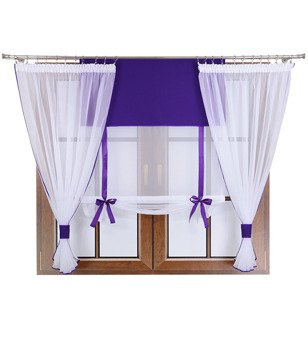 Komplet 2 firany panel z kokardkami Vigo II ciemny fiolet