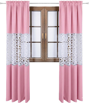 Komplet zasłon pastelowy róz matowe duo ażurowe koła Clara IIIa Sale S65